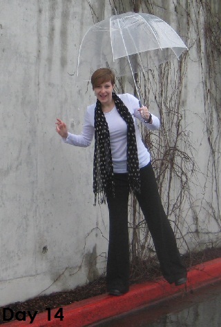 white top and black pants