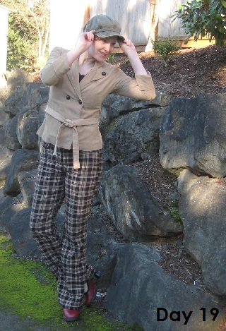cordoroy blazer and plaid pants