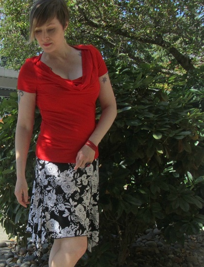 red, black, and white