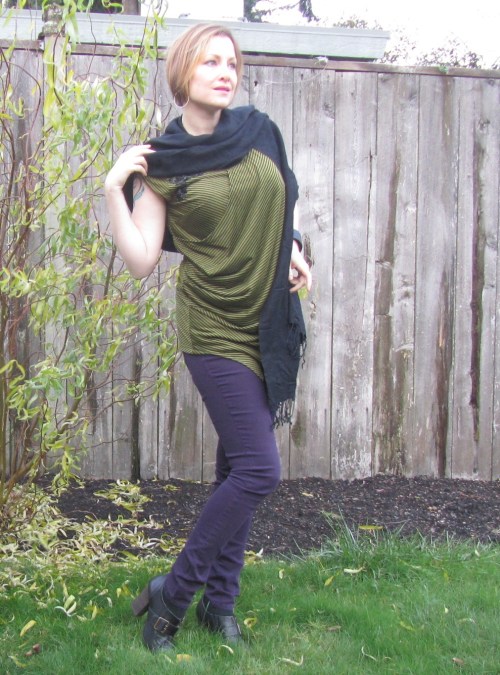 striped top and skinnies