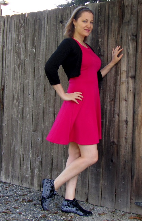 dress with velvet shoes