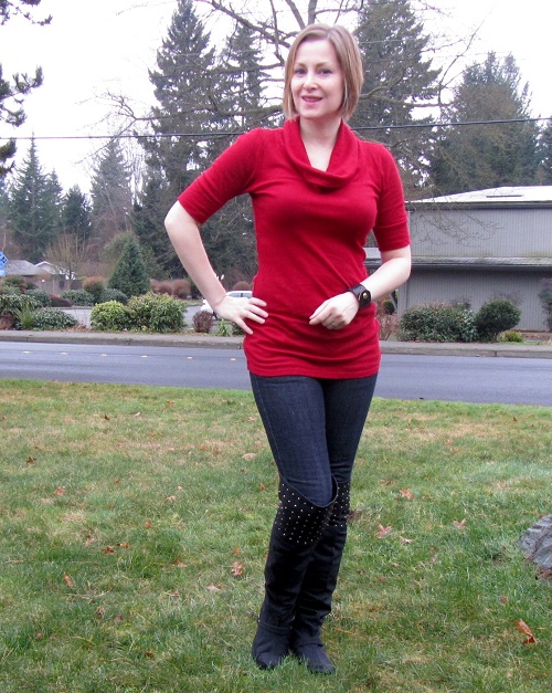 Red, denim and black