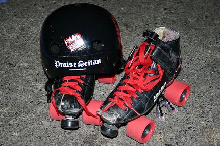 skates and helmet