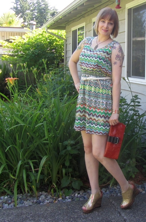 orange and green dress