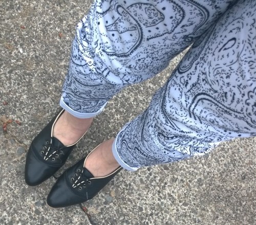 paisley pants and Nicora Johns shoes